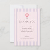 ハート ホットエアバルーン パステルパープル ベビーシャワー サンキューカード (正面)