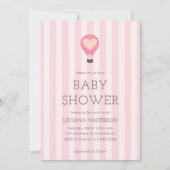 ハート ホットエアバルーン パステルピンク ベビーシャワー 招待状 (正面)