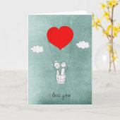 ハート ホットエアバルーン ラブ カード (黄色い花)