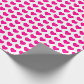 ハート、ホットピンクオンホワイトラッピング紙 ラッピングペーパー (角)