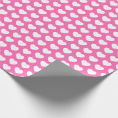 ハート、ホワイトオンピンクのラッピング紙 ラッピングペーパー (角)
