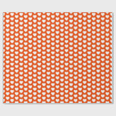 ハート、ホワイトオンブライトオレンジラッピング紙 ラッピングペーパー (フラット)