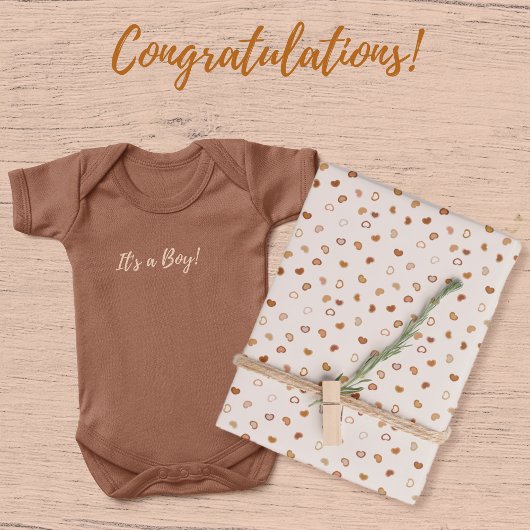 ハート – ホワイトセメント上のEarthone rustic ラッピングペーパーシート