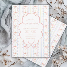 ハート&ボウズヴィンテージベビーシャワー招待状 招待状