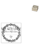 ハート&ボタニカルリース |愛カスタムで作られた ラバースタンプ (押印)