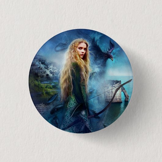 ハート・ボタンの矢印 缶バッジ (正面)