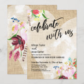 ハート ボホ フラワージュート Celebrate with Us パーティー 招待状 (正面/裏面)