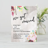 ハート ボホ フラワー ラスティック ウッド ウェディング パーティ 招待状 (スタンド正面)