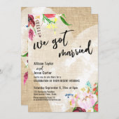 ハート ボーホー フラワー バルーン 結婚式のご案内 招待状 (正面/裏面)