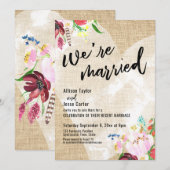 ハート ボーホー フラワー バルーン 結婚式のご案内 招待状 (正面/裏面)