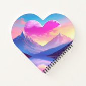 ハート&マウンテンサンセットランドスケープアート ノートブック (裏面)