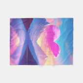 ハート&マウンテンサンセットランドスケープアート フリースブランケット (正面(横))