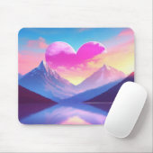 ハート&マウンテンサンセットランドスケープアート マウスパッド (マウス)