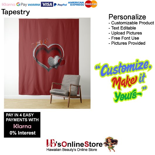 ハート マジック レッド ビジネス タペストリー エクストララージ