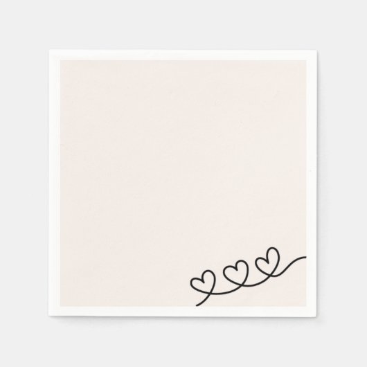ハート – ミニマリストナプキンズ スタンダードカクテルナプキン (正面)