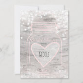 ハート メイソンジャー & ライト バーチ ブライダルシャワー 招待状 (正面)