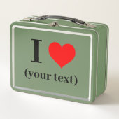 ハート!メタルランチボックス – 緑 メタルランチボックス (正面)