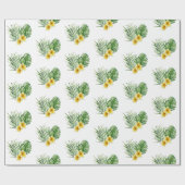 ハート モダン イエロー フローラル トロピカル ラッピングペーパー (フラット)