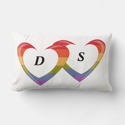 ハート-モノグラム--を開けて下さい ランバークッション (正面)