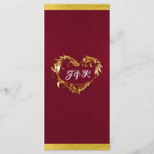 ハート&モノグラム – Burgundy/結婚金ゴールド メニュー (裏面)
