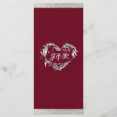 ハート&モノグラム – Burgundy/Silver 結婚's メニュー (裏面)