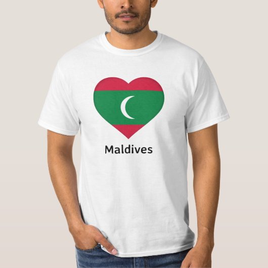 ハート – モルディブ国旗 Tシャツ (正面)