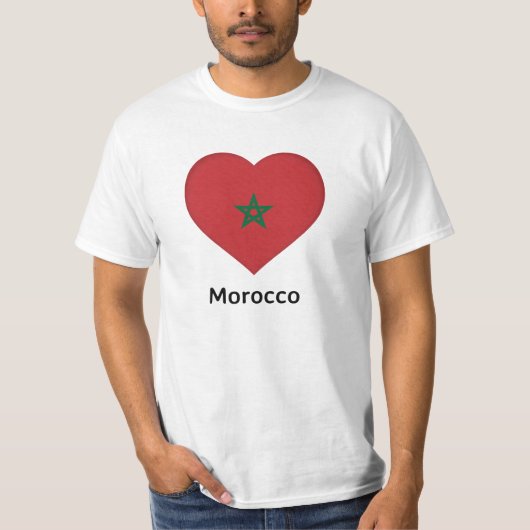 ハート – モロッコ国旗 Tシャツ (正面)