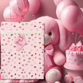 ハート - ライトピンクオンブルに赤 ラッピングペーパー