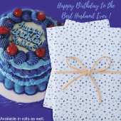 ハート – ライトブルーのダークブルー ラッピングペーパーシート