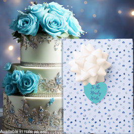 ハート – ライトブルーのダークブルー ラッピングペーパーシート