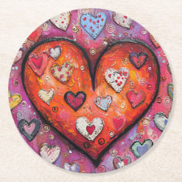 ハート ラウンドペーパーコースター