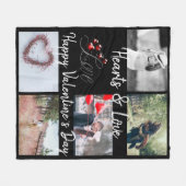 ハート&ラブバレンタインデー黒写真 フリースブランケット (正面(横))