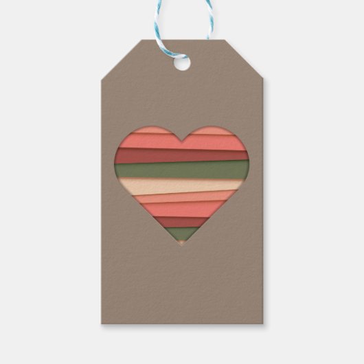 ハート ラブ ストライプ バレンタインデー ギフトタグ (正面)