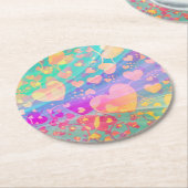 ハート ラブ パターン パステル デザイン ラウンドペーパーコースター (アングル)