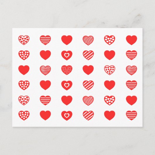 ハート ラブ パターン ポストカード (正面)