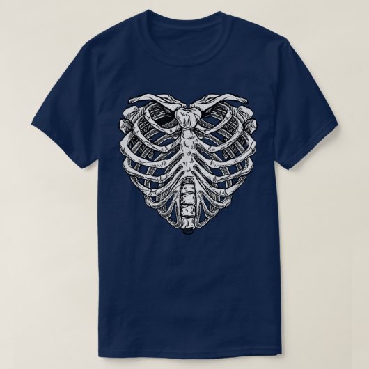 ハート リブ ケージ ハロウィン スケルトン Tシャツ (デザイン正面)