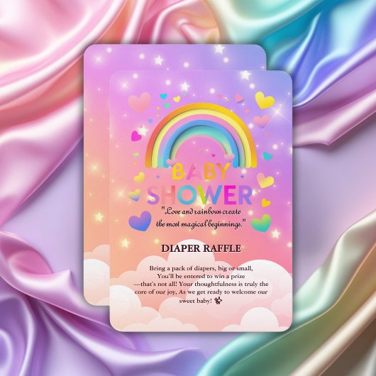 ハート&レインボーお洒落ベビーシャワー エンクロージャーカード