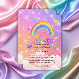 ハート&レインボーお洒落ベビーシャワー サンキューカード