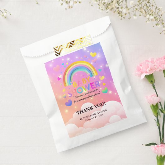 ハート&レインボーお洒落ベビーシャワー フェイバーバッグ (封をした状態)