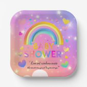 ハート&レインボーお洒落ベビーシャワー ペーパープレート (正面)