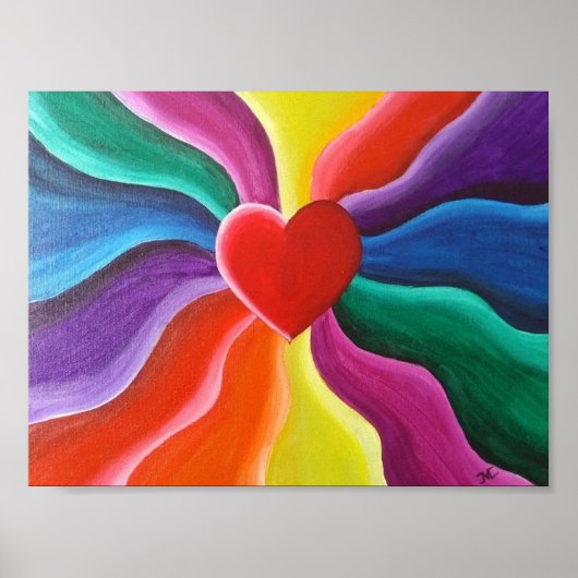 ハート&レインボーハガキ ポスター (正面)