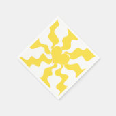 ハート – レモンイエローとホワイト スタンダードカクテルナプキン (角)