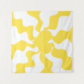 ハート – レモンイエローとホワイト タペストリー (正面(横))