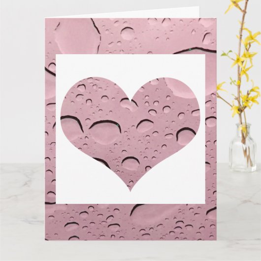 ハート ローズゴールド ピンク 水滴 アブストラクト かわいい カード (黄色い花)