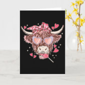 ハート ヴァレンタイン 笑 かわいい 牛 ウェスタン サングラス 幸せ カード (黄色い花)