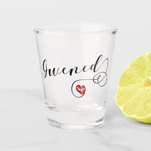 ハート、ヴァンヌ、ブレトン、ブルターニュ国旗 ショットグラス (正面)