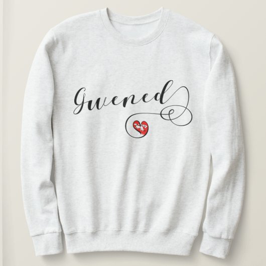 ハート、ヴァンヌ、ブレトン、ブルターニュ国旗 スウェットシャツ (デザイン正面)