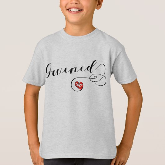 ハート、ヴァンヌ、ブレトン、ブルターニュ国旗 Tシャツ (正面)