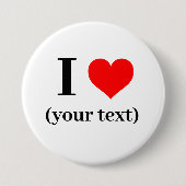 ハート!丸いボタン – 大、3インチ – カスタム 缶バッジ (正面)