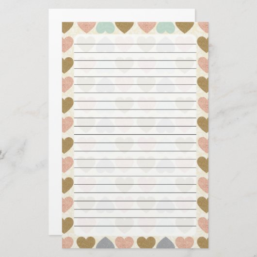 ハート 便箋 (正面/裏面)